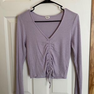 Ribbed Cinched Long Sleeve